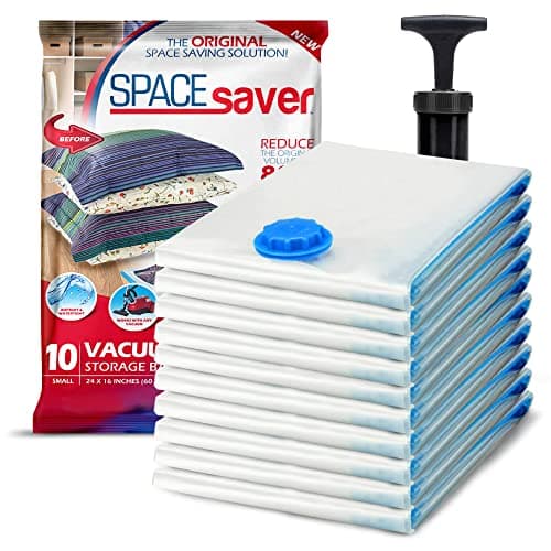 Sacs de rangement sous vide Spacesaver Petits paquets de 10 - Sacs sous vide pour vêtements, couettes, couvertures et literie - Sacs économiseur d'espace 60 x 40 cm pour...