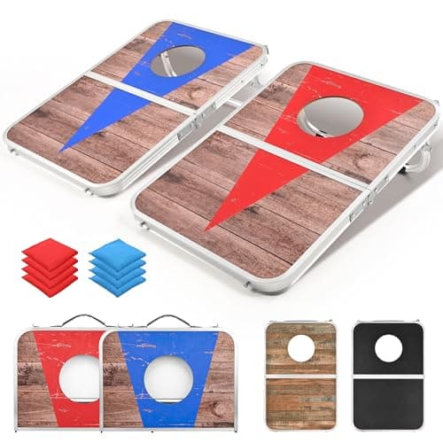 Ensemble de planches de cornhole portables ROPODA, jeux de trous de maïs de 24 x 16 pouces pour adultes avec 8 poufs, ensemble de cornhole de bordure en alliage d'aluminium léger pour...