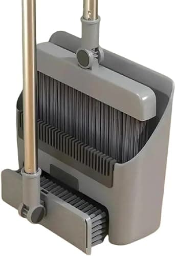 Ensemble combiné balai et pelle à poussière, 3 en 1 pour le balayage intérieur et balai-brosse extérieur avec pelle à poussière, balai à manche long réglable de 14,2 à 48,8 pouces et...
