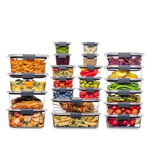 Rubbermaid Brilliance Lot de 44 boîtes de conservation alimentaires avec couvercles pour le déjeuner, la préparation des repas et les restes, passent au lave-vaisselle, étanches et sans BPA