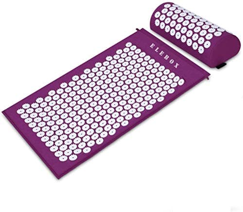 ELEBOX® Tapis d'acupression Tapis d'acupuncture de massage et ensemble d'oreillers Idéal pour le traitement des douleurs au cou, au dos et aux épaules et le soulagement du stress avec des points de pointe