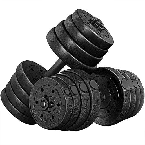 Yaheetech Ensemble de poids d'haltères réglables 66LB, équipement d'exercice et de fitness avec 4 colliers Spinlock et 2 options de connecteur pour femmes...