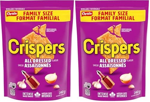 CRISPERS, All Dressed Flavour, School Snacks, Is It a Chip or a Cracker, 240 g (Pack of 2)