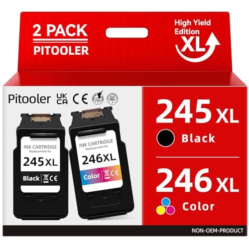 Pitooler for Canon Ink 245 246, Printer Ink for Canon PG-245XL 246XL Black Color, for Canon TS3420 Ink Cartridges, Fit for Pixma TS3400 MX492...