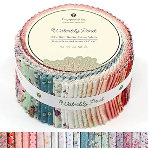 Tinyspool & Co. Jelly Roll Fabric Strips for Quilting, Crafting, and Sewing, 40 Strip Assorted Bundle, Soft Cotton for Blanket, Rug, Upholstery,...