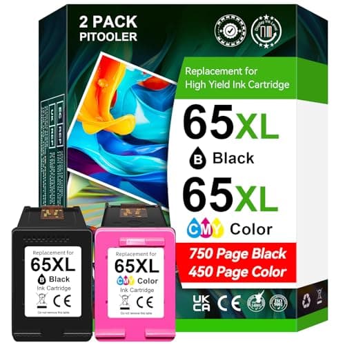 High Yield 65XL Black Color Ink Compatible for HP 65 Ink Cartridges, Compatible for HP 65XL Ink Cartridge Black/Color, Compatible for Envy 5055...