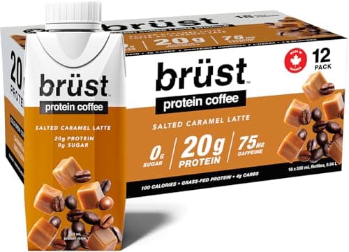 BRÜST PROTEIN COFFEE SALTED CARAMEL LATTE - Caramelly indulgence slightly sweet (20g Protein, 75mg Caffeine, 100 Calories) Caramel, Smooth,...