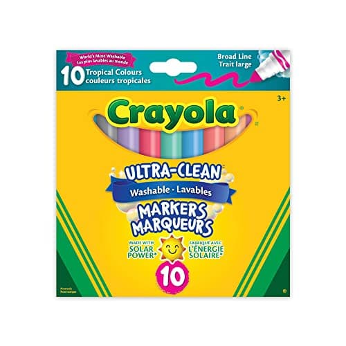 Crayola 58-7811 Lot de 10 marqueurs lavables ultra propres à lignes larges Tropical Arts & Crafts