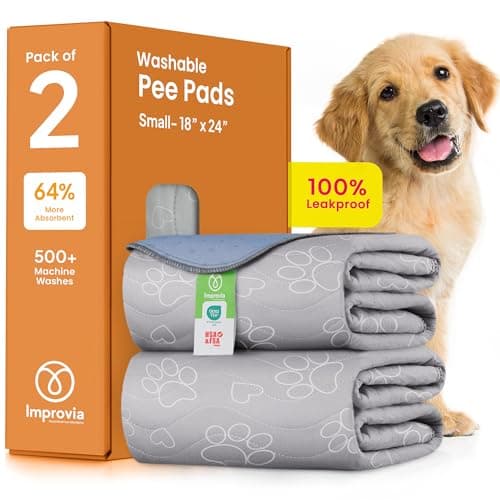 Tapis réutilisable pour chiot IMPROVIA® – Tapis pipi imperméable, extra-absorbant et lavable pour le dressage des chiens, la mise bas et plus encore – Protégez vos sols et votre animal de compagnie avec...