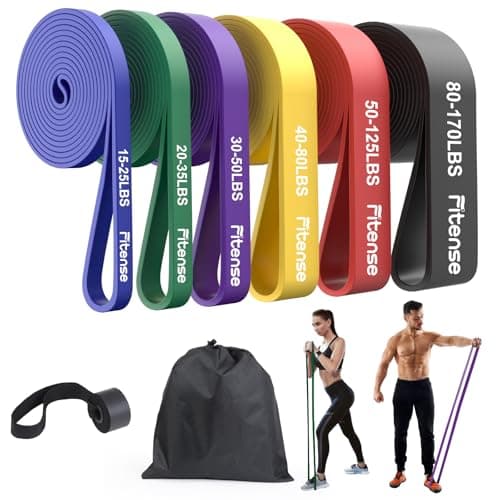 Fitense Resistance Bands Set of 6 - Pull Up Bands for Men Women, Workout Bands Resistance with Door Anchor, Training Poster & Pouch, Pull Up...