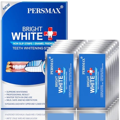 Bandes de blanchiment des dents PERSMAX – Approuvées par les dentistes professionnels, formule sans danger pour les gencives, 14 traitements, kit de 28 bandes antidérapantes, blanchiment express sans douleur...