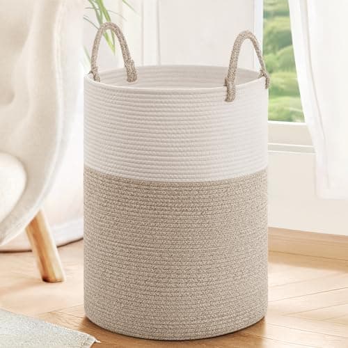 INDRESSME Large Laundry Hamper, 55L Baby Laundry Hamper for Toys, Tall Woven Laundry Basket for Clothes, Blanket Storage Basket for Living Room,...