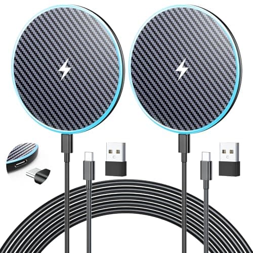 Wireless Charger 2Pack 15W Magnetic Wireless Charger Fast Charging Pad with 6ft USB-C to C Cable & USB-A to C Adapter for iPhone 17/16/15/14/13/12...