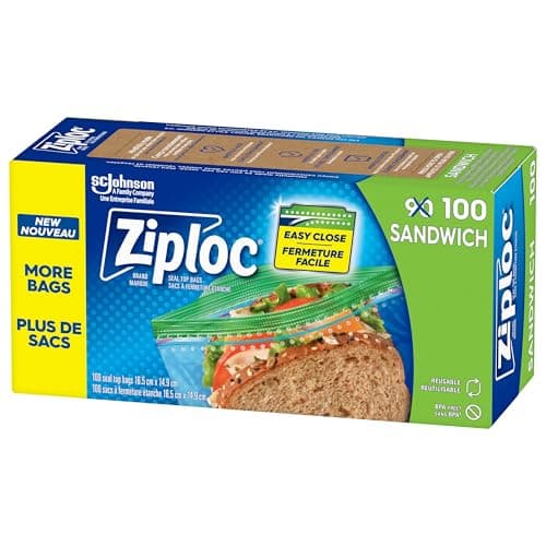 Ziploc Sandwich Bags for On-the-Go Freshness, Grip 'n Seal Technology for Easier Grip, Open and Close, 90 Count