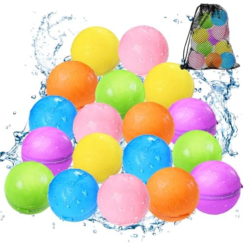 Ballons de bombe à eau réutilisables, boule d'éclaboussure d'eau en silicone avec sac en filet, bombe à eau auto-scellante rapide pour enfants adultes activités de plein air eau...