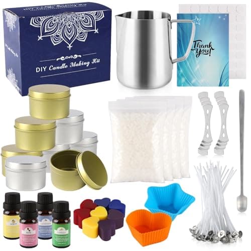 Kit de fabrication de bougies en cire de soja de 2,3 kg (flocons et doux), bougie naturelle sans additifs, parfaite pour vos projets de bricolage (480 g)