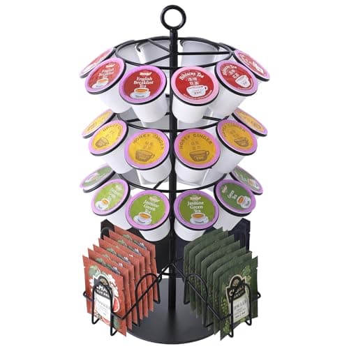 Support de dosettes de café Eastsign pour Keurig et organisateur de sachets de thé, support K-Cup compatible avec 36 dosettes K-Cups, 60 sachets de thé, carrousel à 360 degrés...