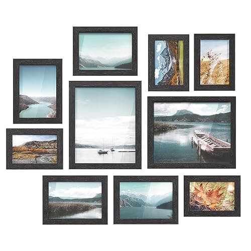 Cadres photo SONGMICS, paquet de 10 cadres photo de collage avec deux 8x10, quatre 5x7, quatre 4x6, ensemble de cadres photo pour décoration de galerie murale, à suspendre ou...