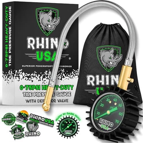 Prix le plus bas en 30 jours | Manomètre de pneu robuste Rhino USA - Certifié ANSI B40.1 précis, grand 2" facile à lire...