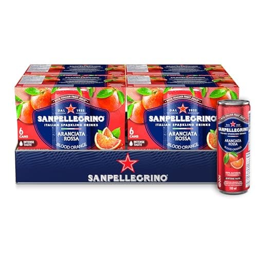 San Pellegrino Naturali Boisson pétillante italienne Aranciata Rossa, orange sanguine, canette de 330 ml, 24 canettes au total