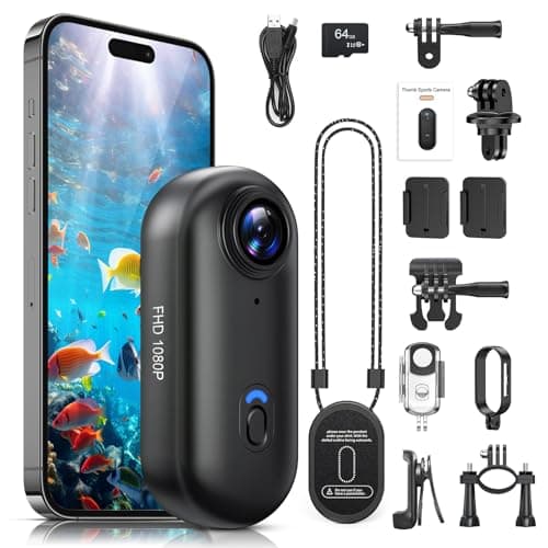 Hiwoor 360°Action Camera, Underwater Camera 30m Waterproof, Mini POV Portable Body Camera, WiFi Wearable Video Recorder 120° Wide Angle, 10+...