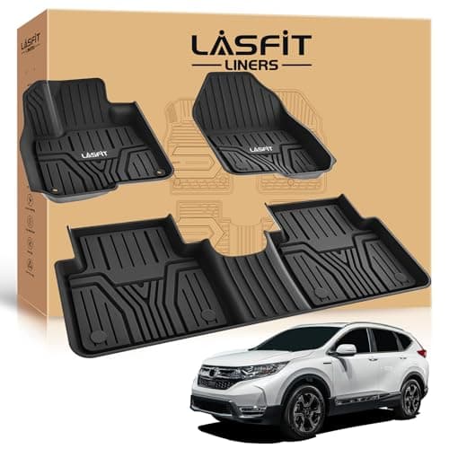 LASFIT Tapis de sol pour Honda CR-V 2017-2019-2022 (hybride inclus), 𝐍𝐨-𝐂𝐮𝐫𝐥𝐢𝐧𝐠 CRV antidérapant toutes saisons...