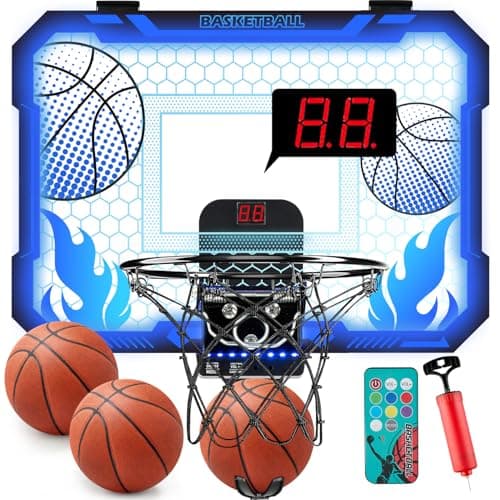 Panier de basket d'intérieur pour enfants avec lumières LED Mini panier de basket avec télécommande sur la porte Panier de basket avec tableau de bord Panier de basket...