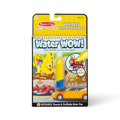 Melissa & Doug On the Go Water Wow! Mess Free Coloring Book, Reusable Water-Reveal Activity Pad, Vehicles, Travel Toys, Party Favors, for Toddlers...