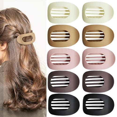 Round Flat Hair Clips for Women - Strong Hold Lay Down Claw Clamps Hair Barrettes Alligator Clip for Thick Thin Hair Hair Accessories For Women...