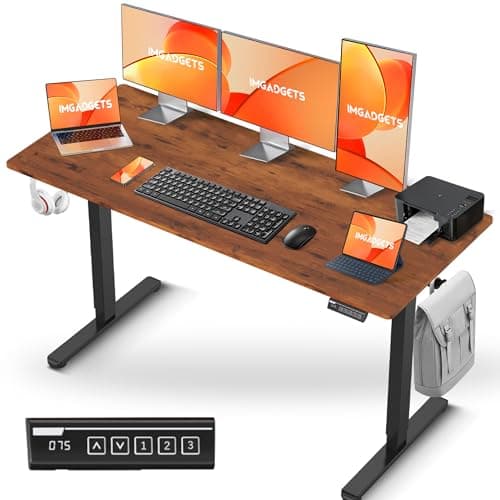 IMGadgets Electric Standing Desk, 55x24 Inches Height Adjustable, 2026 6th Gen Quiet Motor Ergonomic Sit Stand Desk, Computer Desk for Home Office,...