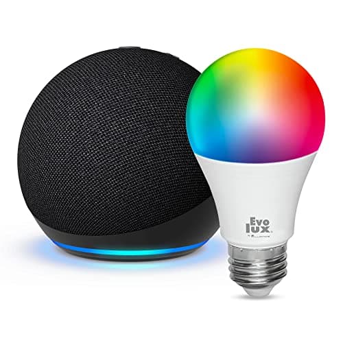 Amazon Echo Dot (modèle le plus récent) + Ampoule intelligente Evolux, Charcoal, avec Alexa+ Early Access