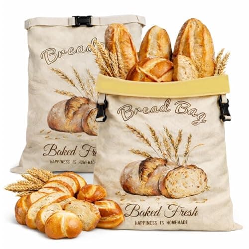 Beeswax Bread Bags for Sourdough, 2 Pack Reusable Bread Bag for Storage XL 17x13 Inch, Large Linen Bags for Homemade Sourdough - Keep Fresh,...