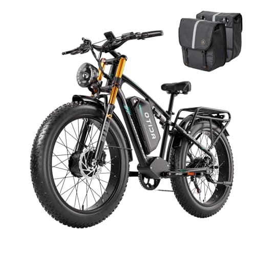 Vélo électrique à double moteur OTIDA Peak 6000W pour adultes 42MPH avec 52V 30Ah, jusqu'à 100 miles, vélo électrique à suspension complète à gros pneus 26"x4" avec système hydraulique...