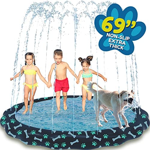 SplashEZ Non Slip Splash Pad for Kids & Dogs, 69’’ Extra Large Splash Pad Sprinkler for Kids, Dog Water Summer Toys - Great Outdoor Toys for...