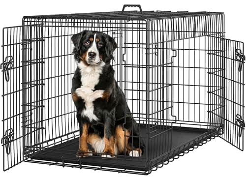 Caisse pour chien Yaheetech Caisse pour chien à double porte de 48'' avec séparateur pour chiot à adulte Grande cage en métal pliable avec plateau amovible Chenil pour chien en fil XXL...