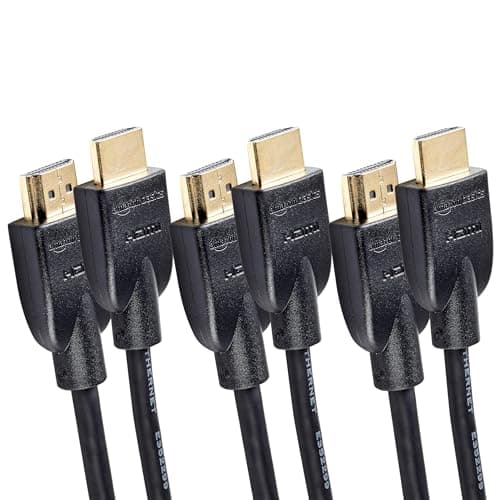 Amazon Basics Câble HDMI haute vitesse (18 Gbit/s, 4K/60 Hz) – 6 pieds, lot de 3, noir