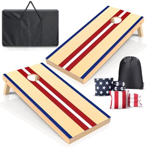Classic Cornhole Set 4' x 2' or 3' x 2'Corn Hole Set with 8 Bean Bags, 2 Corn Hole Boards for Adults, Lawn, Yard, Outdoor Cornhole Boards Bean Bag...