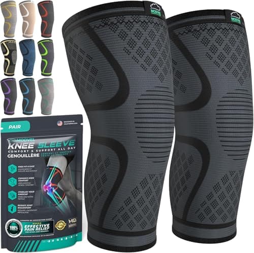 MODVEL 2 Pack Compression Knee Braces for Men & Women – Knee Support Sleeves for Sports, Workouts, Running, Weightlifting, Basketball, Volleyball –...