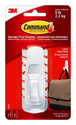Crochet utilitaire Command, 1 grand crochet mural, 2 grandes bandes Command - 17003C, 17003C