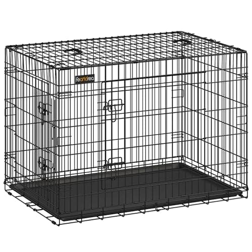 Feandrea Dog Crate, 42.1-Inch Foldable Dog Kennel with 2 Doors, Removable Tray, XL, Black UPPD42H