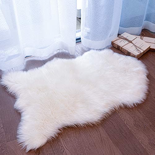 Coumore Ultra Soft Faux Sheepskin Fur Rug White Fluffy Area Rugs Chair Couch Cover Fuzzy Rug for Bedroom Bedside Floor Sofa Living Room, 2x3 Feet...
