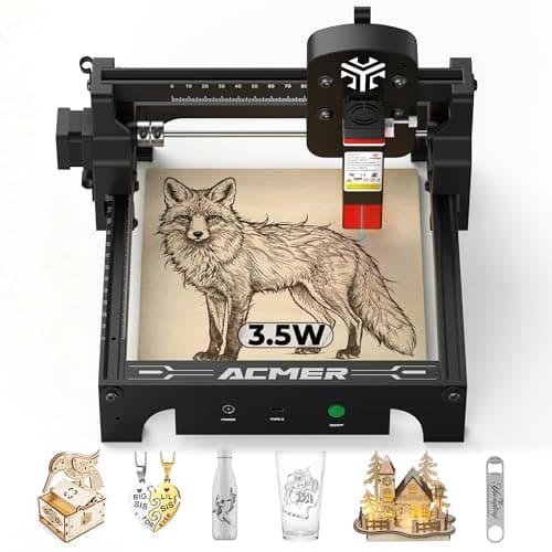 Graveur laser ACMER S1, machine de gravure laser 3500 mW Machine de découpe et de gravure laser de plus grande précision avec zone de travail 130x130 mm, laser 0,04 mm...