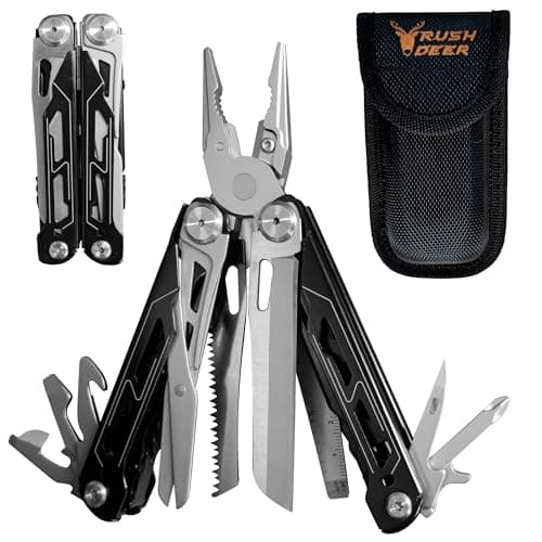 RUSH DEER Multi-Tool 18-en-1 Outils de survie essentiels et pince multi-outils - Cadeau pour hommes - Trousse d'outils de camping polyvalente - Boîte à outils polyvalente ultime pour...