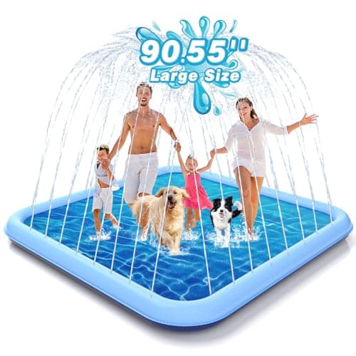 EPN Splash Pad, 127''-90.5" Size Extra Large Sprinkler Play Mat for Dogs & Kids, Thicker Wading Pool Summer Outdoor Water Toys, Fun Backyard...