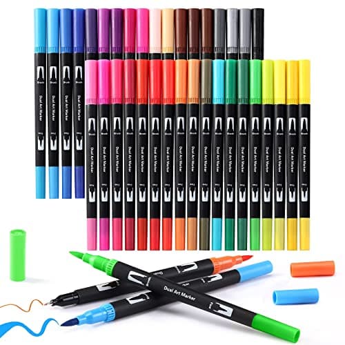 Upanic Brush Markers for Adults Coloring Books,36 Colors Dual Art Markers Colored Pens for Bullet Journaling Note Taking Drawing Calligraphy...