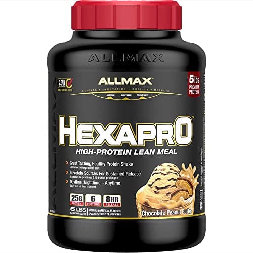 ALLMAX Nutrition - HEXAPRO - Ultra-Premium - 6 - Matrice protéique à libération prolongée - Beurre de cacahuète au chocolat - 5 livres