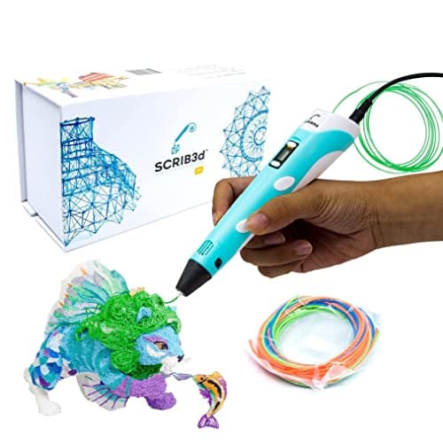 Stylo d'impression 3D SCRIB3D P1 avec écran - Comprend un stylo 3D, 3 couleurs de démarrage de filament PLA, un livre de pochoirs + un projet G...