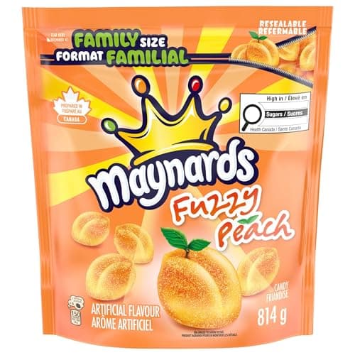 Maynards Fuzzy Peach Candy, Gummy, Bulk Candy, Family Size, 814 g, Prepared in Canada