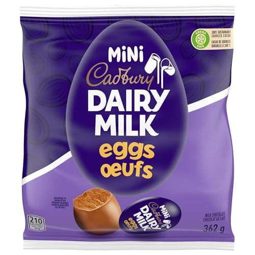 Cabury, Lait laitier, Mini œufs de Pâques solides en chocolat, emballés individuellement, 362 g