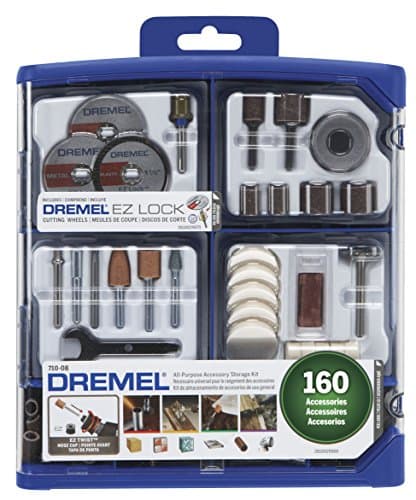 Dremel Rotary Tool Accessory Kit- 710-08- 160 Accessories- EZ Lock Technology- 1/8 inch Shank- Cutting Bits, Polishing Wheel and Compound, Sanding...